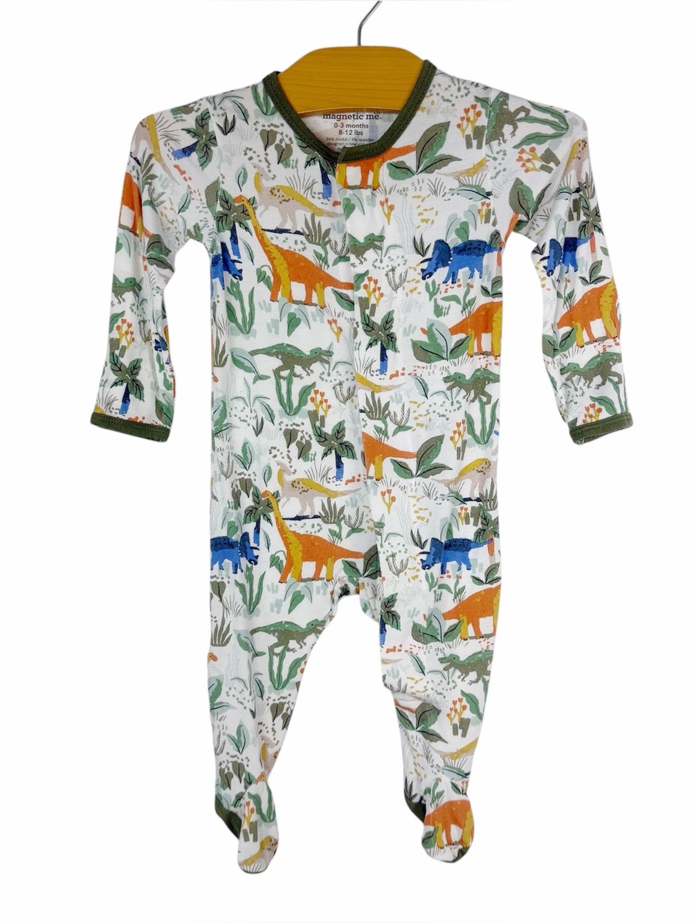 Magnetic Me Footie Pajamas Dinosaur Trees Print Size 0-3 Months